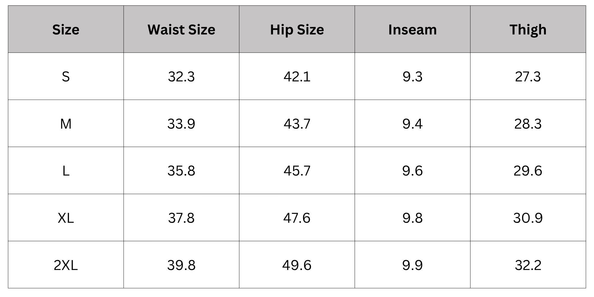 Size Chart
