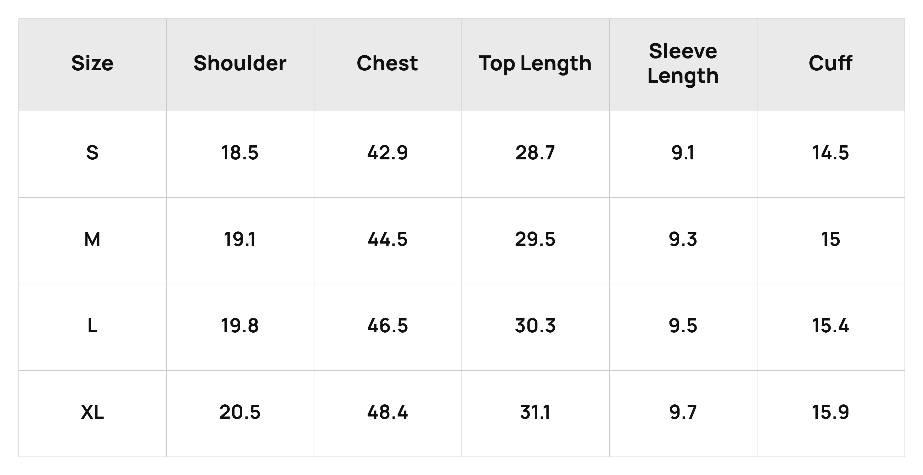 Size Chart