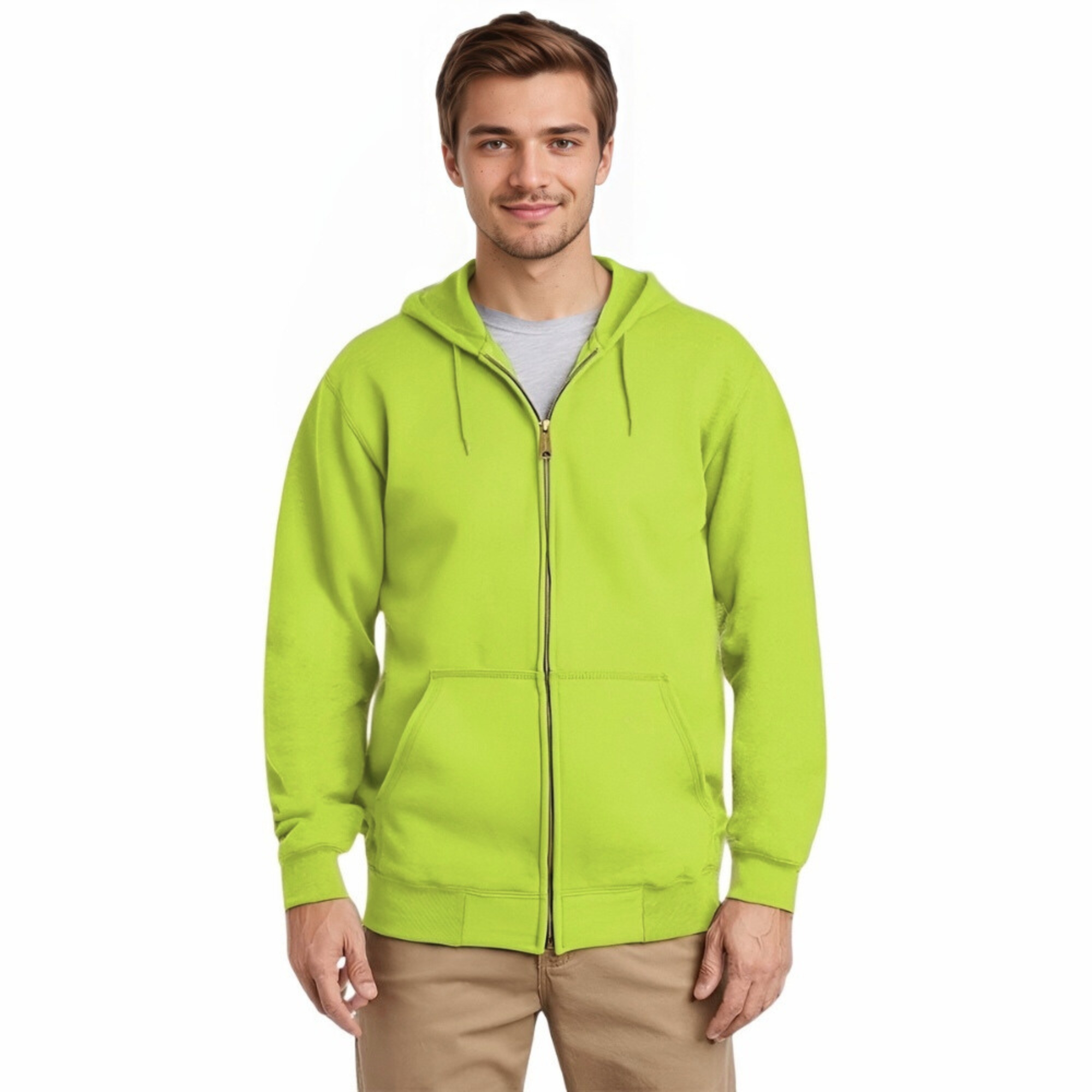 Loose Fit Midweight Full Zip Fleece Hoodie For Men