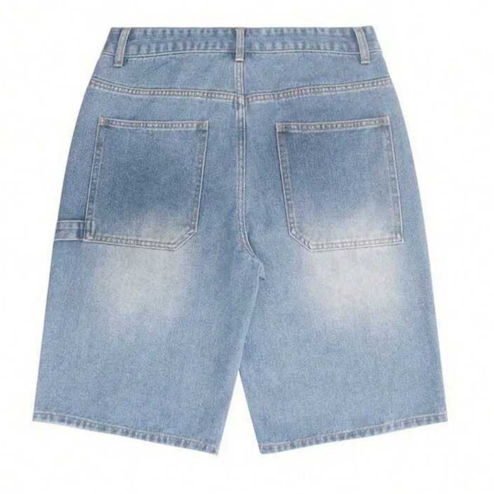 Loose Wide Denim Bermuda Shorts For Men
