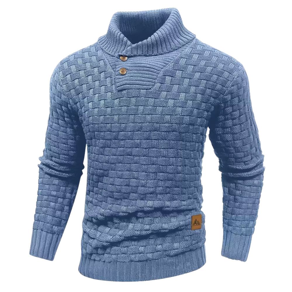 Casual Waffle Knit Lapel Button Sweater For Men