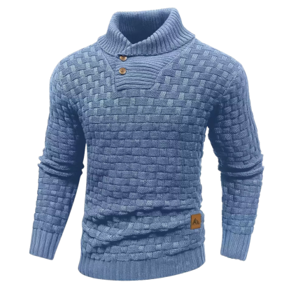 Casual Waffle Knit Lapel Button Sweater For Men