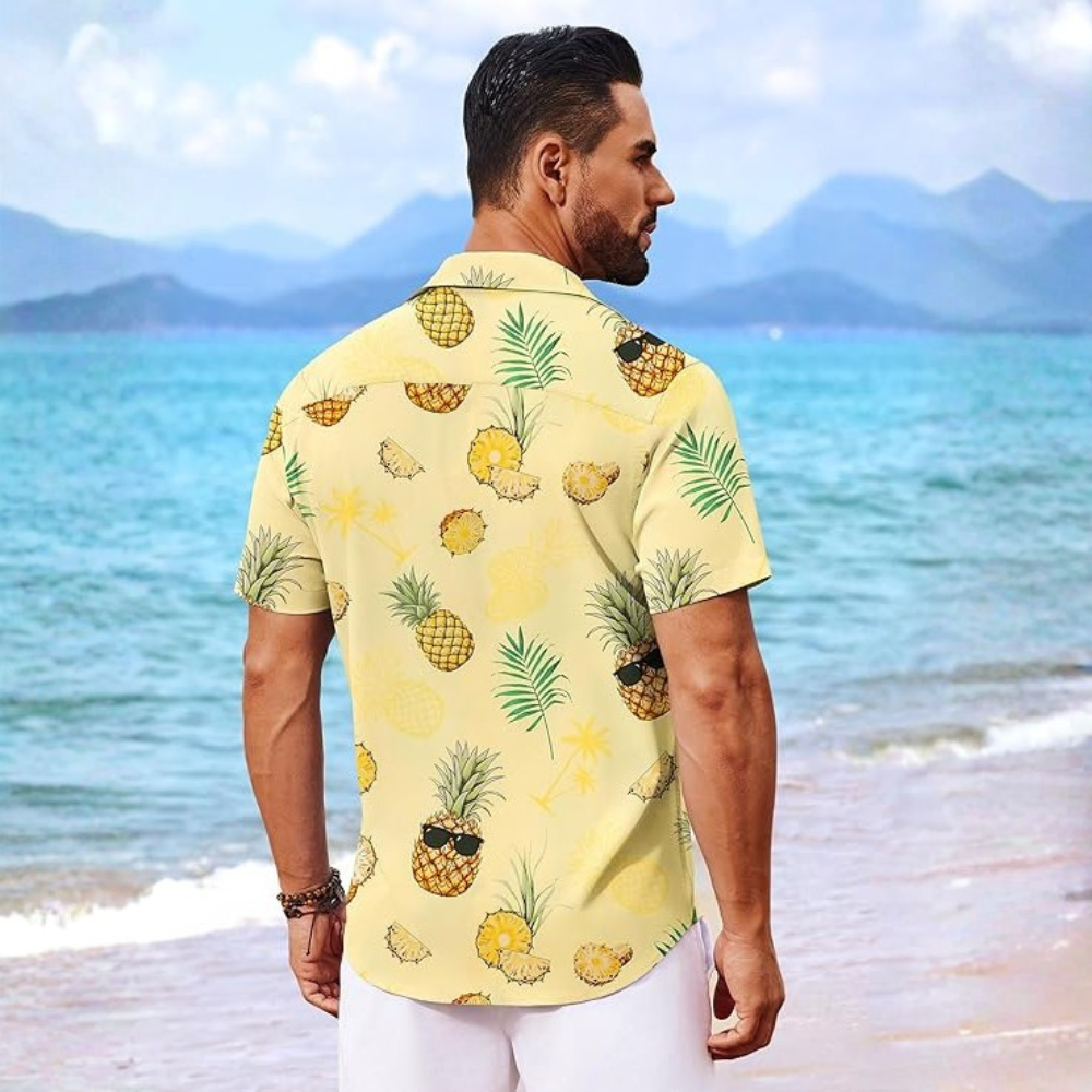 Floral Short Sleeve Button Front Hawaiian Shirt For Men