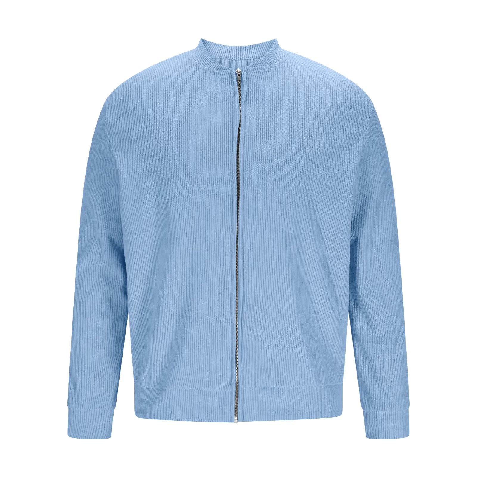 Casual Ribbed Zip Cotton Bomber Jacket for Men