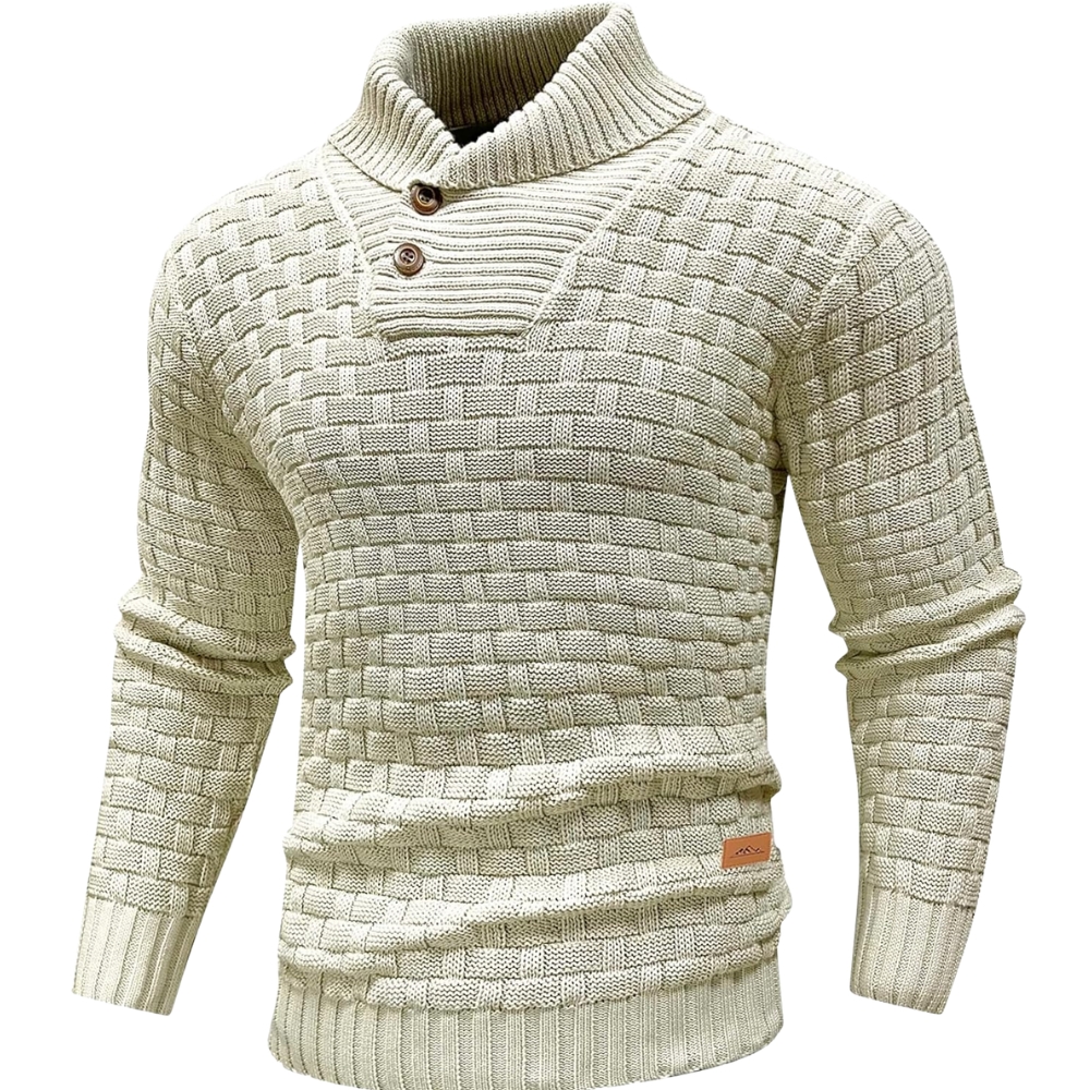 Mens Casual Pullover Fall Winter Turtleneck Cable Knit v Neck Fisherman Waffle Sweater