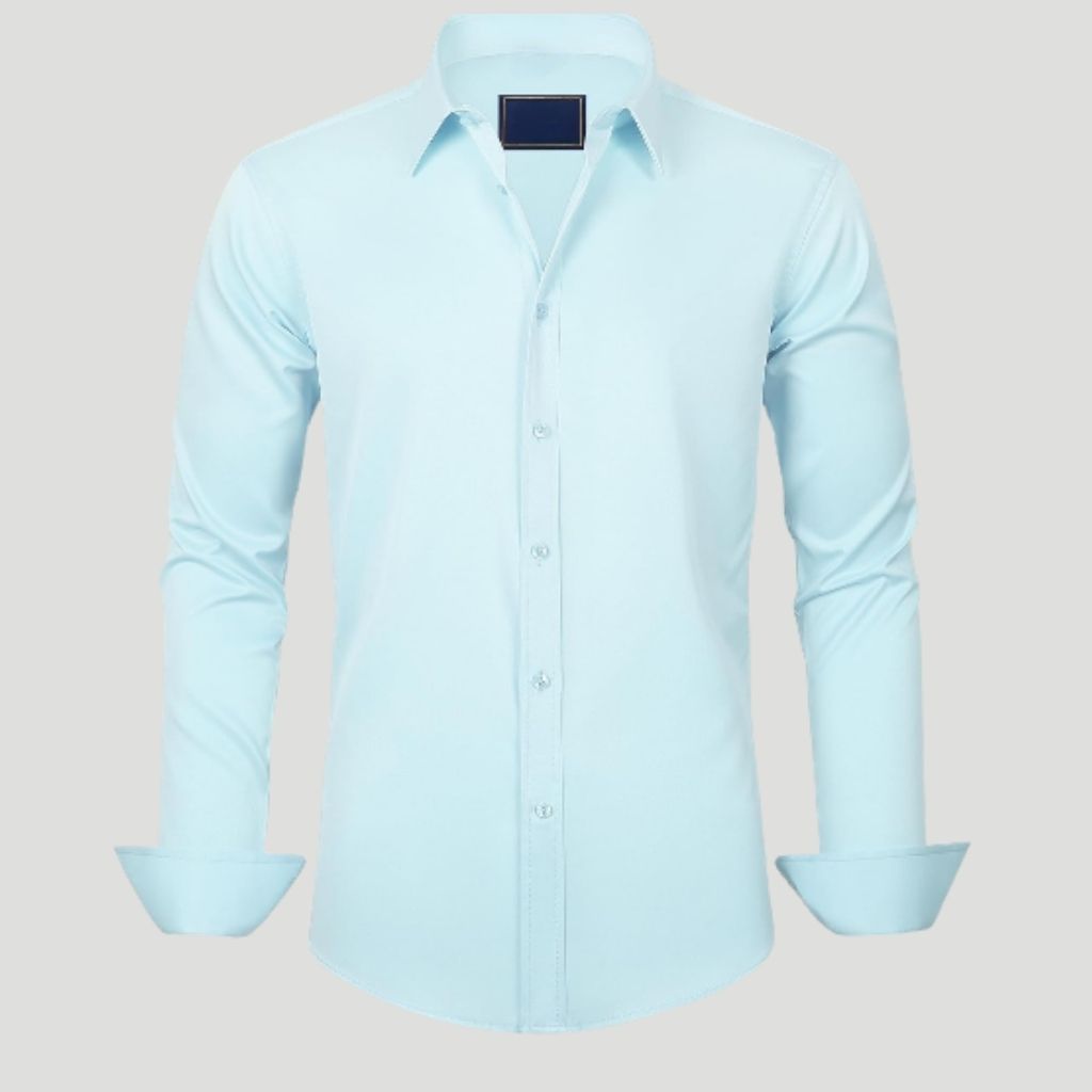 Mens Dress Shirt Solid Long Sleeve WrinkleMen Solid Colored Long Sleeve Shirt - Image 13