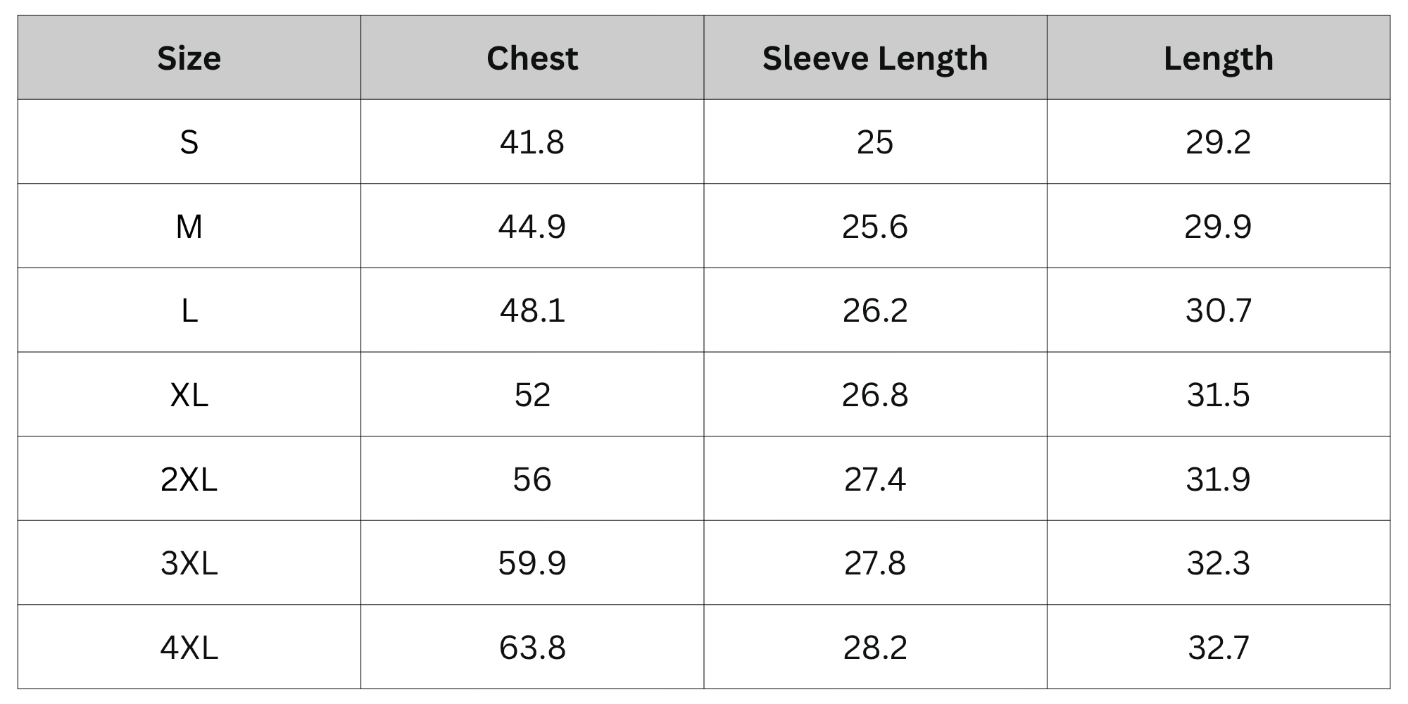 Size Chart