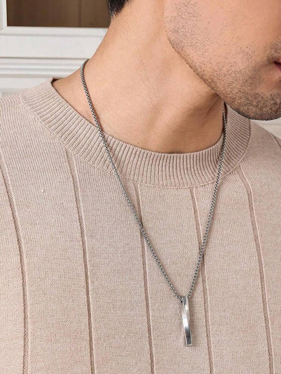 ALTZTAR Men's Solid Color Short Sleeve Knit Vertical Striped Crew Neck Top - Apricot - View 10