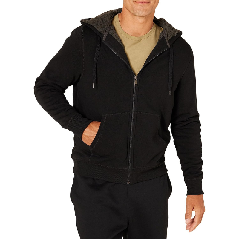 Hoodie For Men, Sherpa-Lined Full-Zip Fleece Sweatshirt