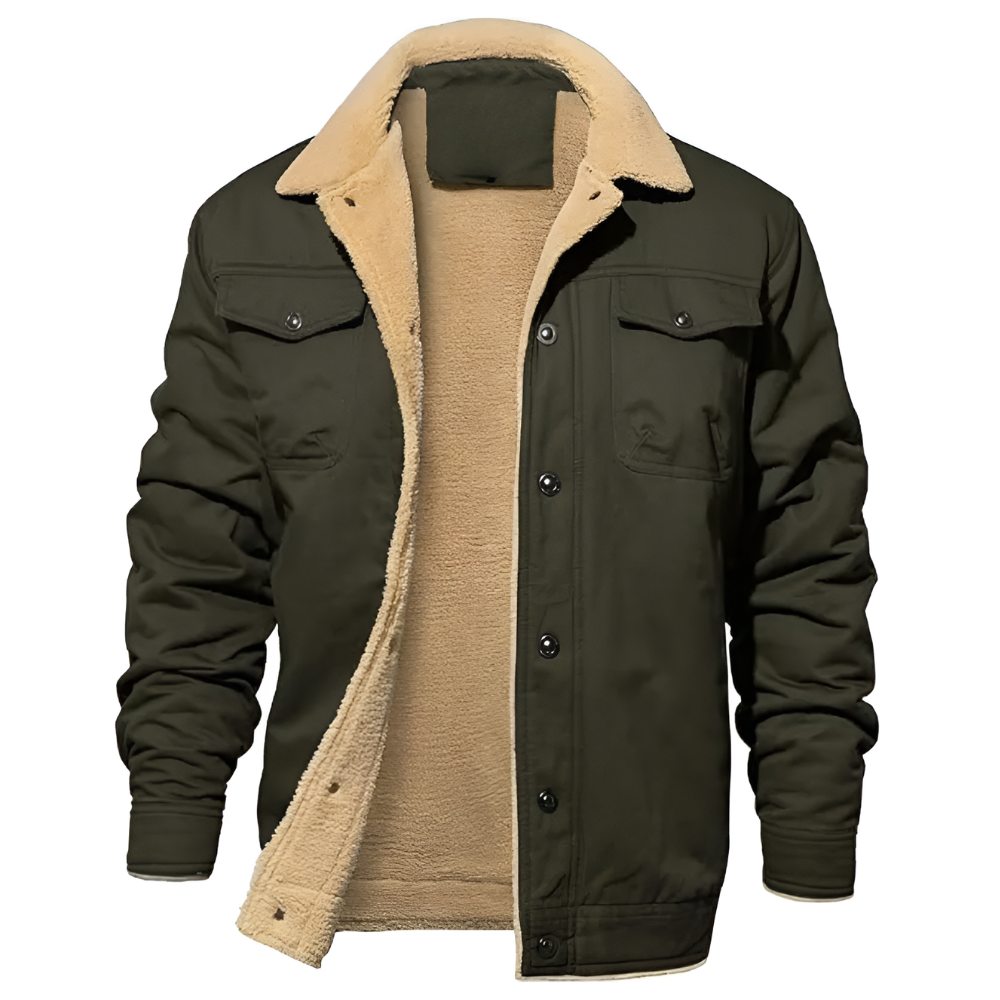 Thick Fleece Lined Utility Jacket For Men