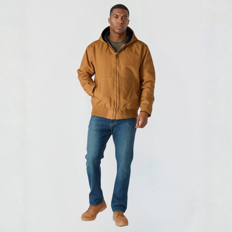 Washed Duck Hooded Insulated Jacket For Men