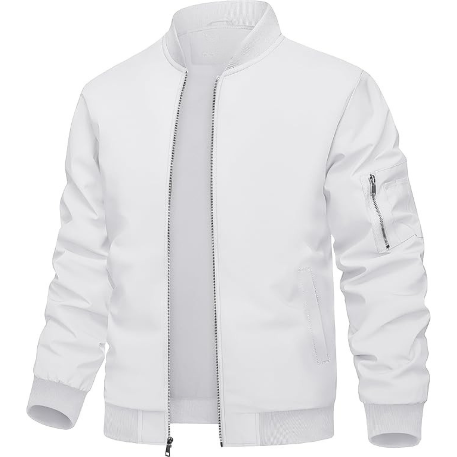 Lightweight Zip Up Bomber Jacket With Utility Pocket For Men