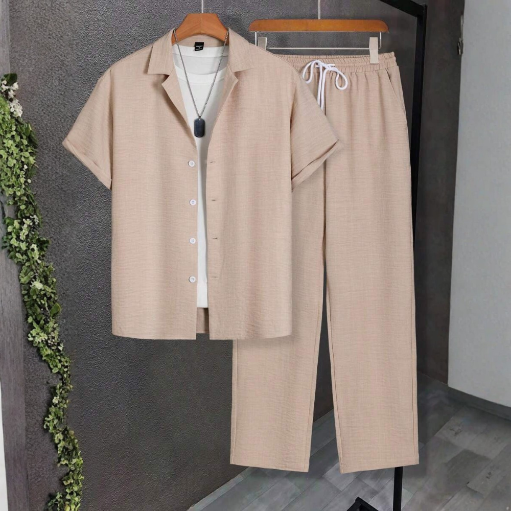 Short Sleeve Shirt And Long Pants Set For Men