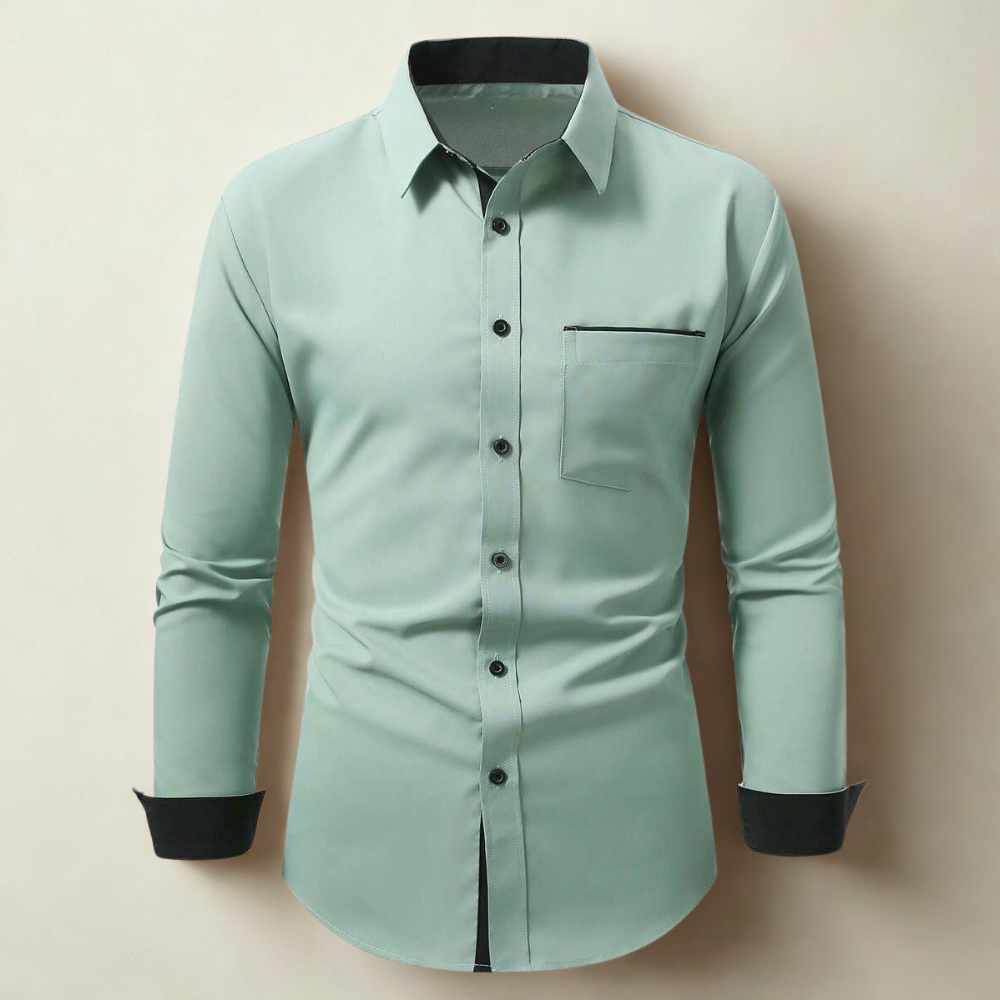 Front Button Long Sleeve Casual Shirt With Pocket For Men