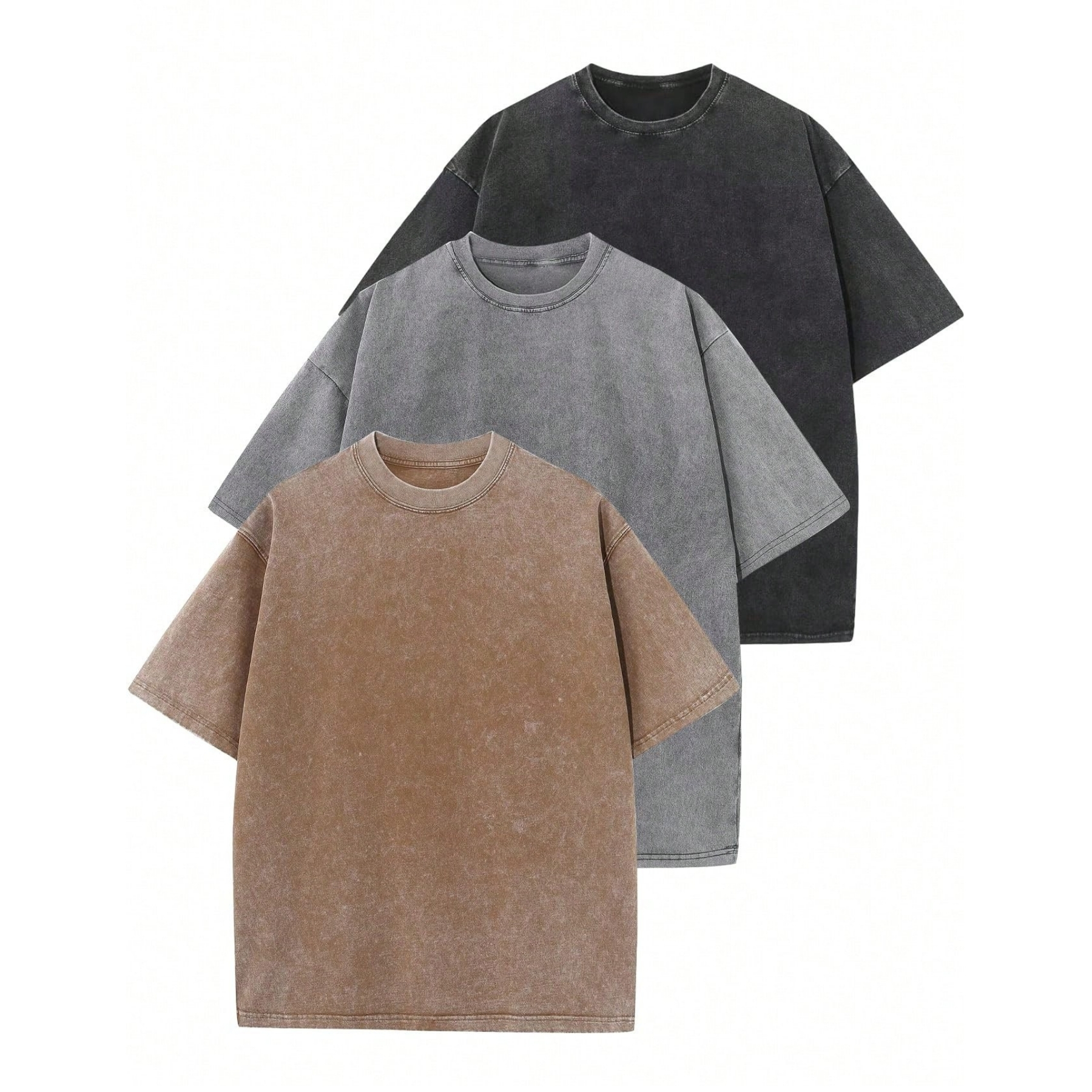 Pack Of 3 Heavyweight Solid Color Retro T Shirt