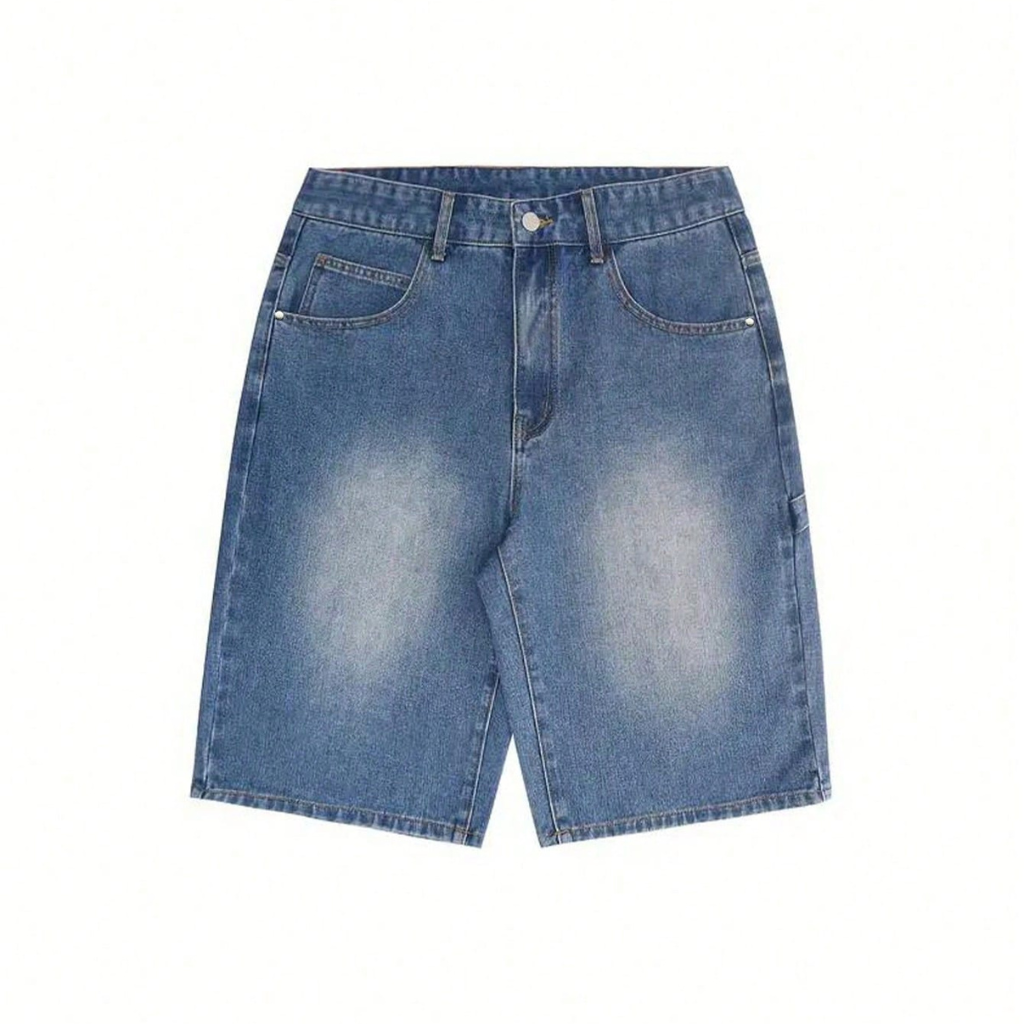 Emo Style Loose Fit Denim Bermuda Shorts For Men