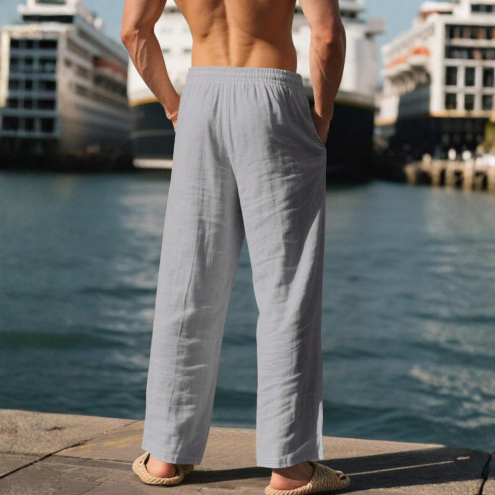 Loose Drawstring Sports Pants With Pockets For Men