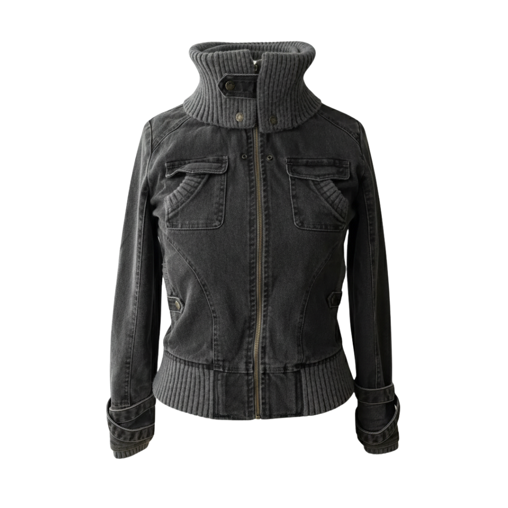 Ribbed Collar Cargo Jacket