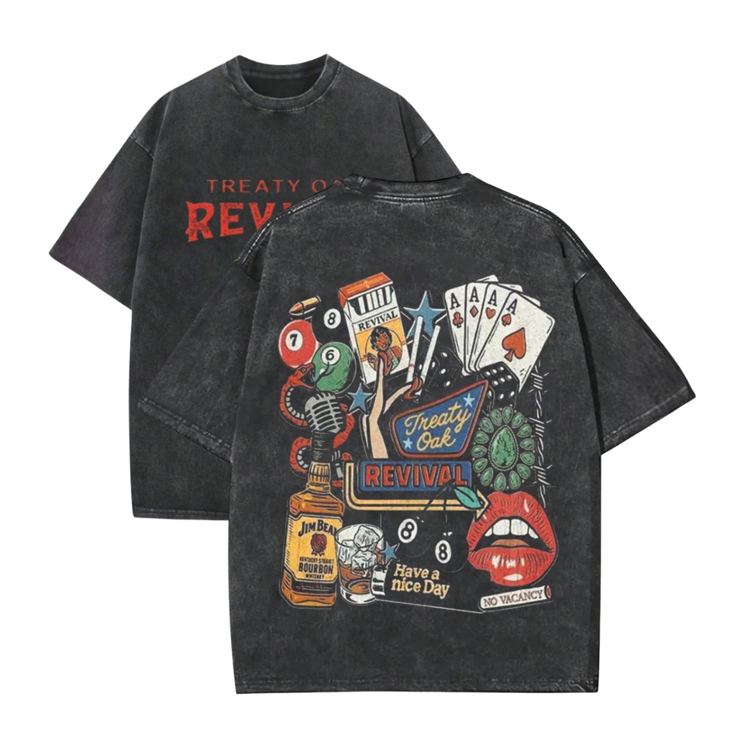 Treaty Oak Revival Graphic Printed T Shirt With Artistic Collage Design For Men