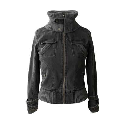 Ribbed Collar Cargo Jacket