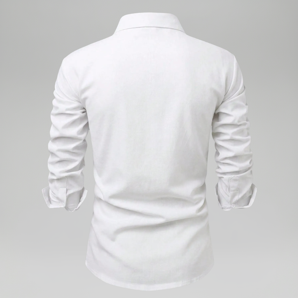 Linen Blend Long Sleeve Button Up Shirt For Men