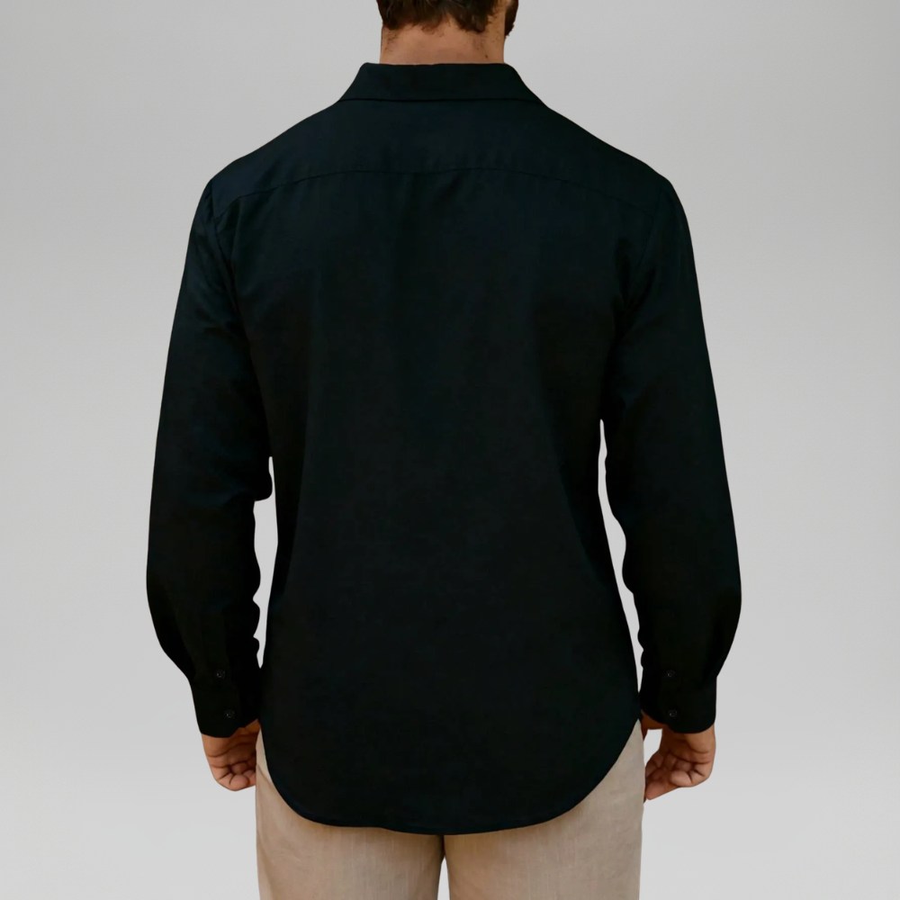 Linen Blend Long Sleeve Button Up Shirt For Men