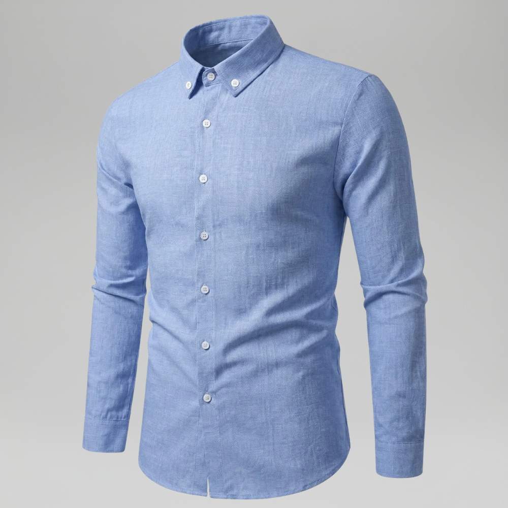 Linen Blend Long Sleeve Button Up Shirt For Men