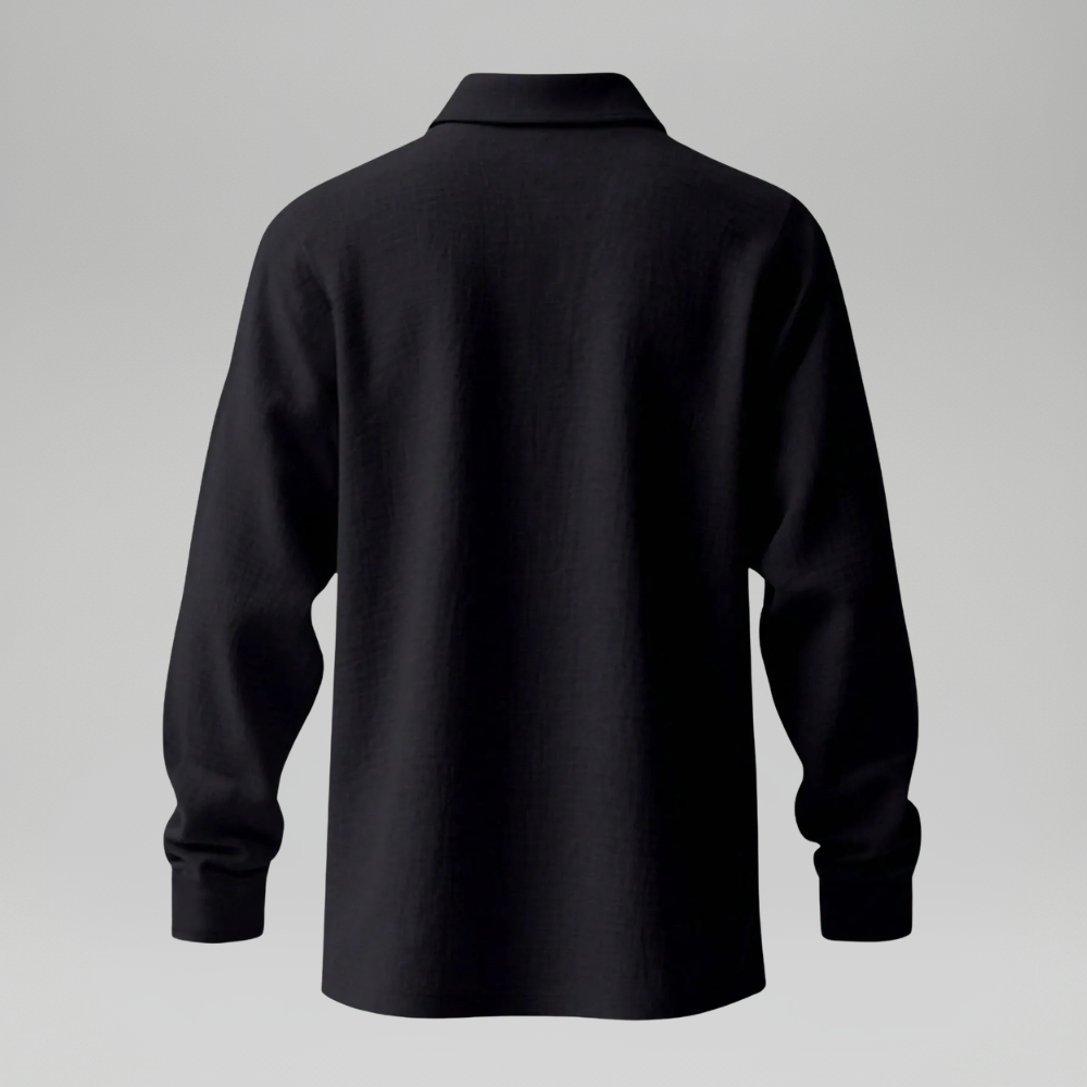 Lightweight Loose Fit Half Placket Long Sleeve Polo Shirt For Men