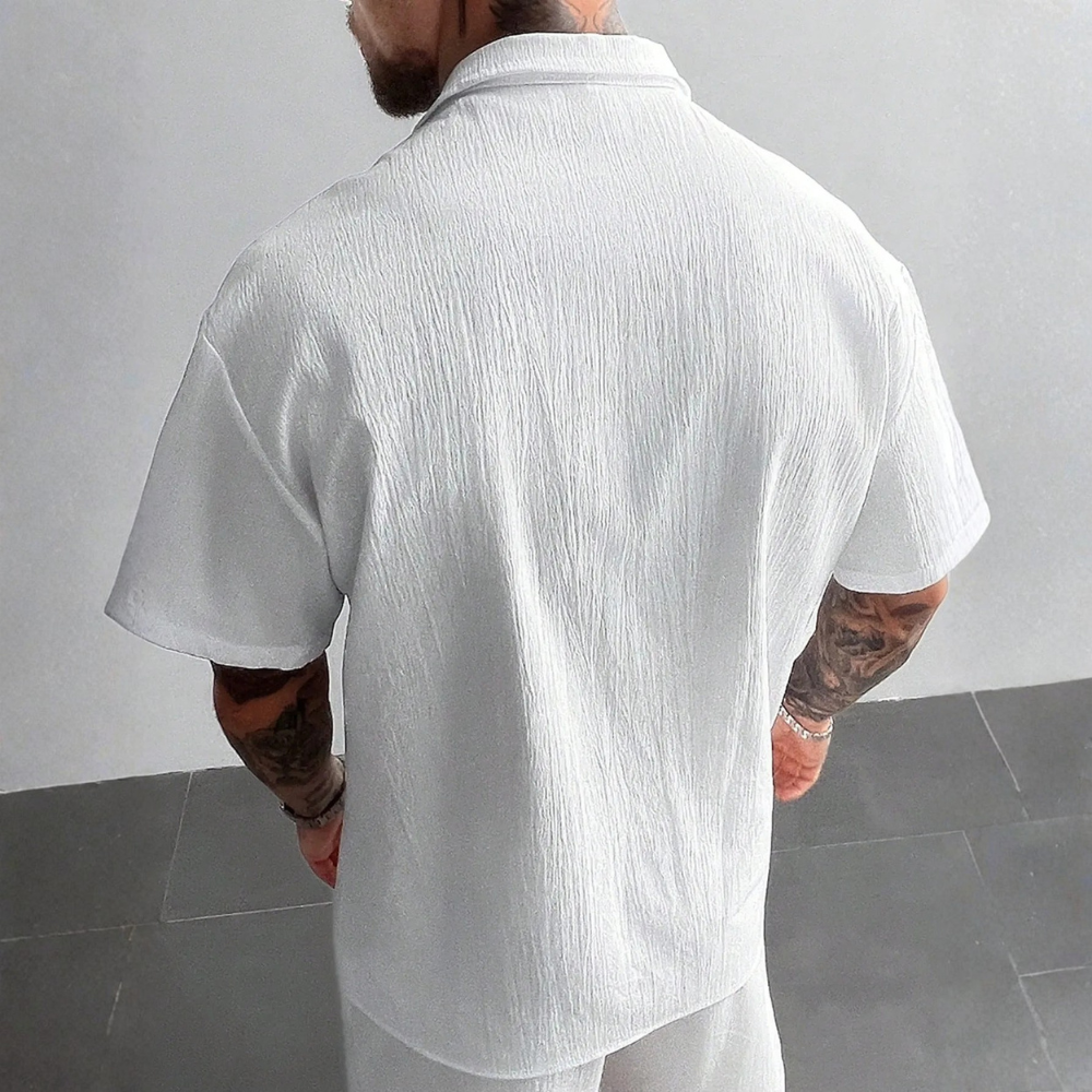 Retro Style Linen Short Sleeve Casual Beach Shirt For Men