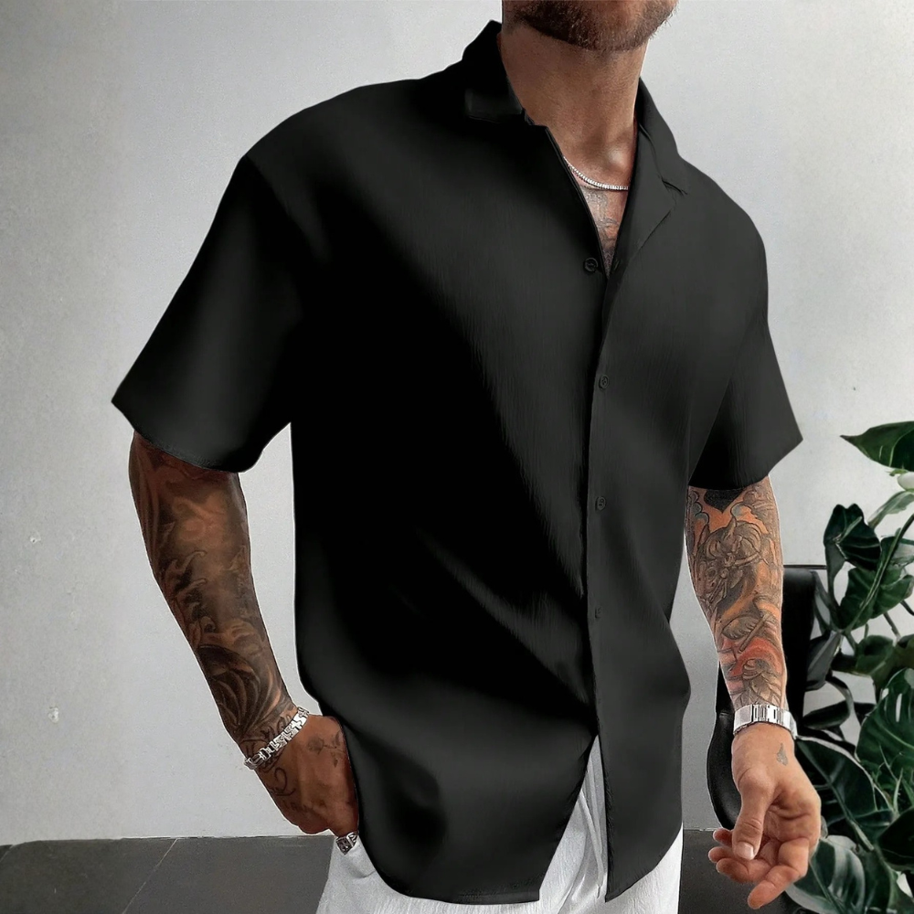 Retro Style Linen Short Sleeve Casual Beach Shirt For Men