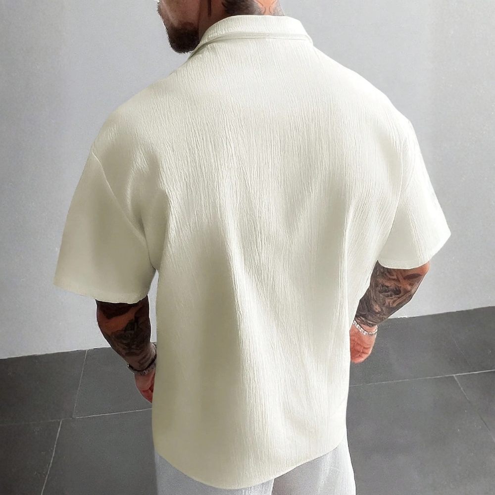 Retro Style Linen Short Sleeve Casual Beach Shirt For Men