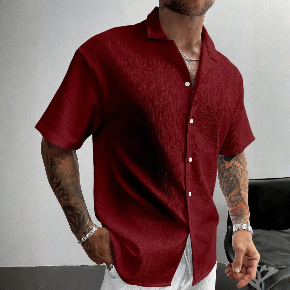 Retro Style Linen Short Sleeve Casual Beach Shirt For Men