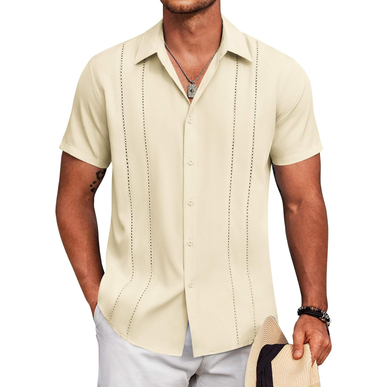 Summer Beach Guayabera Button Down Shirt