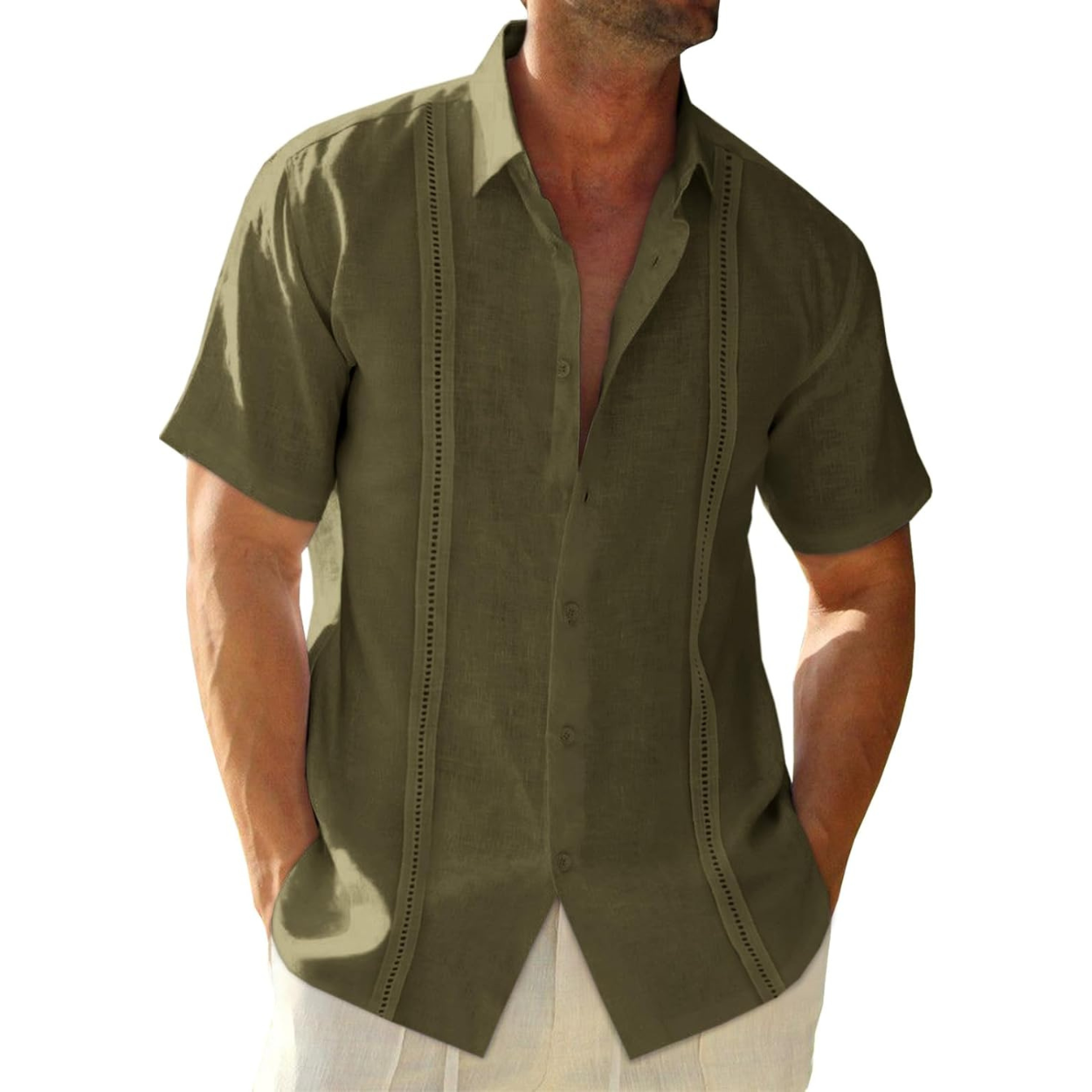 Casual Cuban Guayabera Short Sleeve Shirt For Men