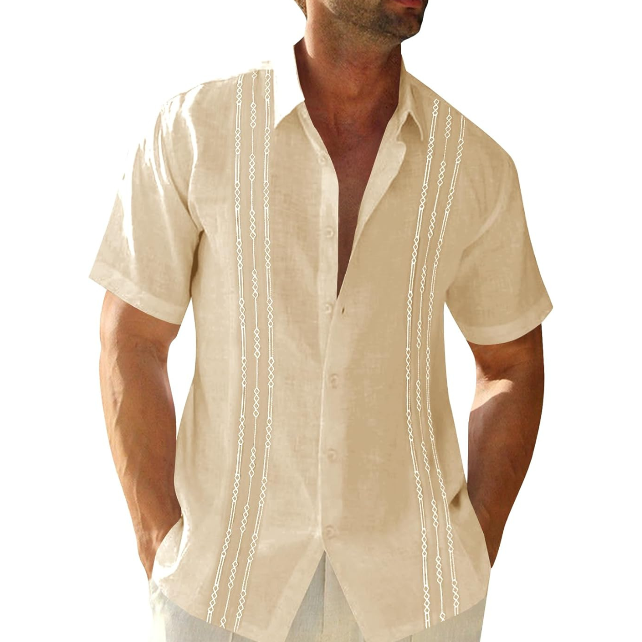 Mexican Embroidered Guayabera Button Down Shirt For Men