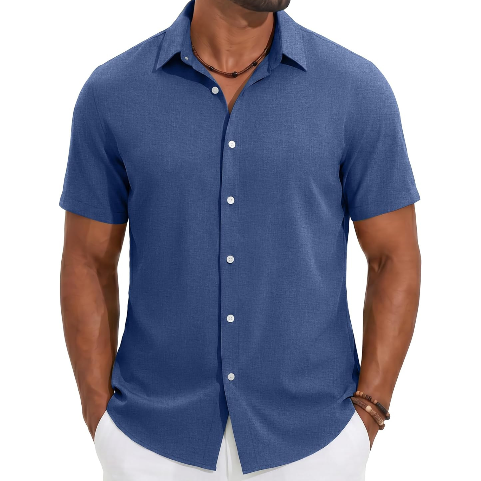 Casual Lightweight Linen Beach Button Down Summer Shirt