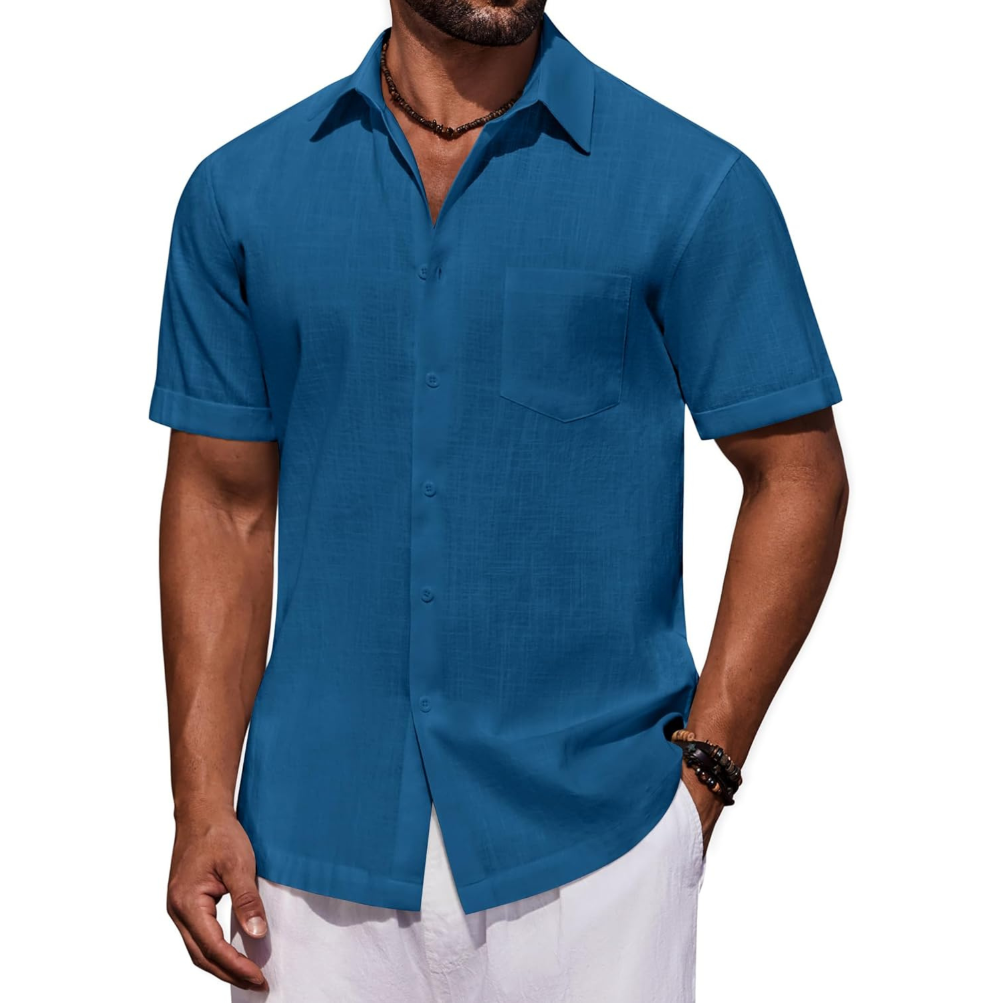 Casual Cotton Linen Summer Beach Button Shirts