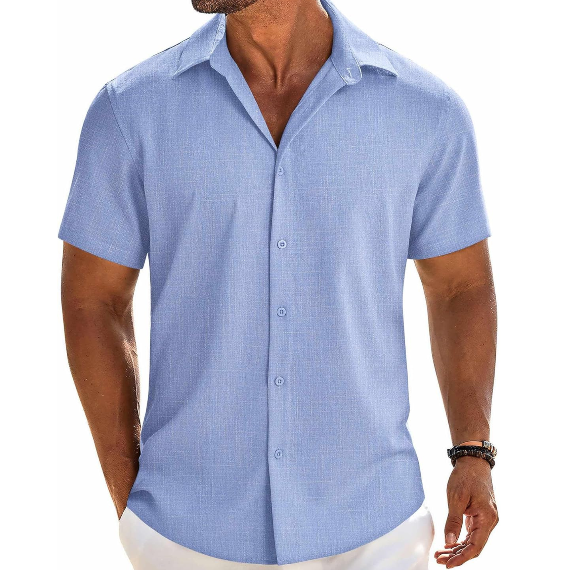 Casual Button Down Linen Summer Beach Shirt