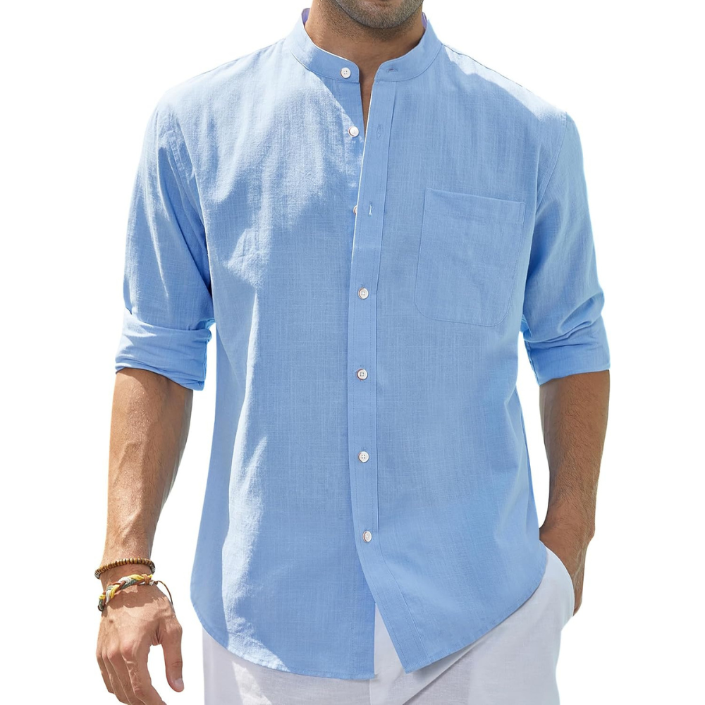 Casual Button Down Linen Shirt for Men