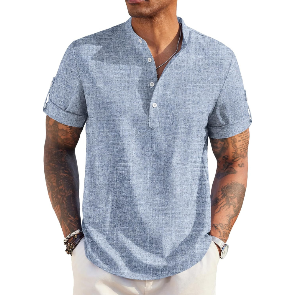 Casual Linen Henley Beach Hippie Summer Shirt