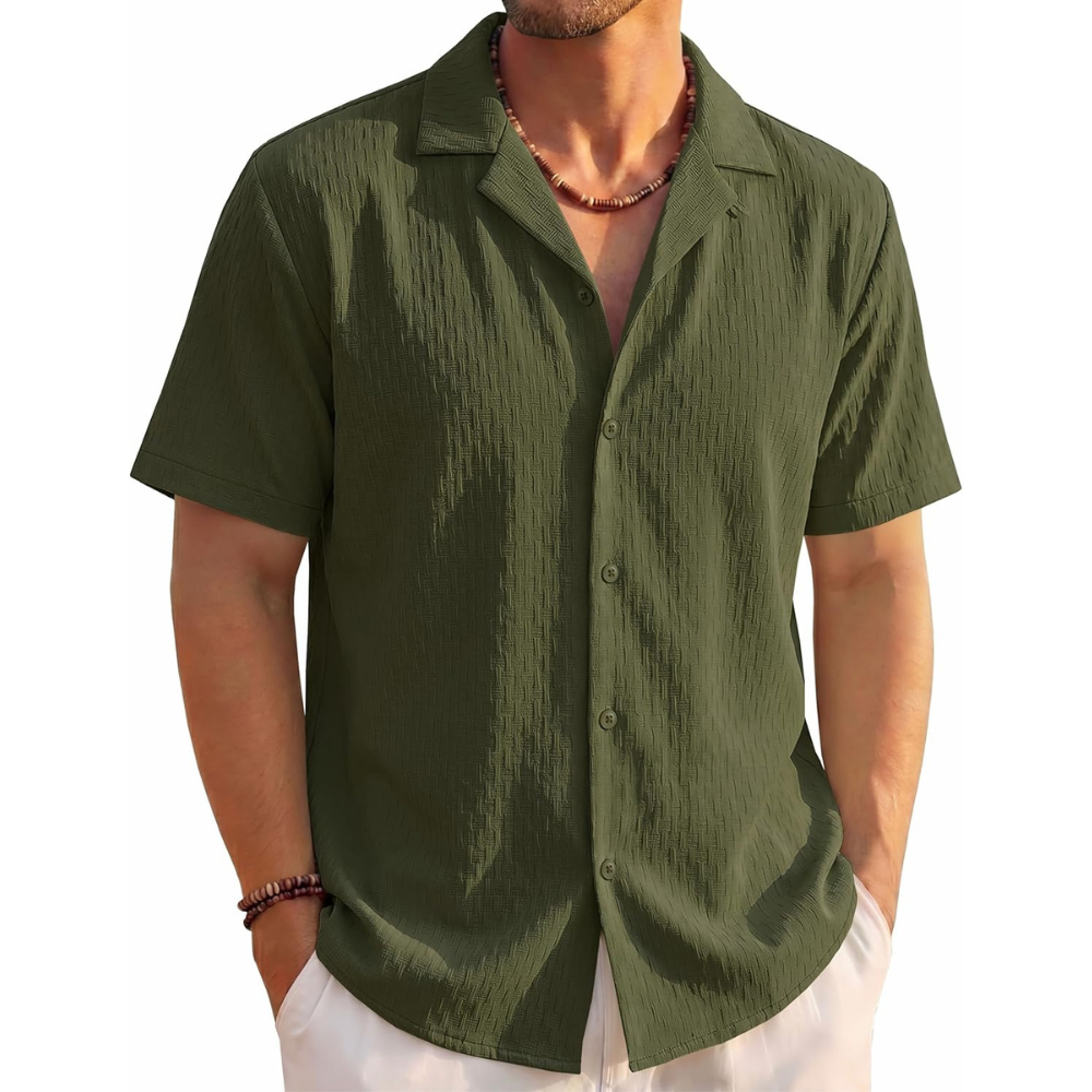 Lightweight Textured Beach Shirt For Summer