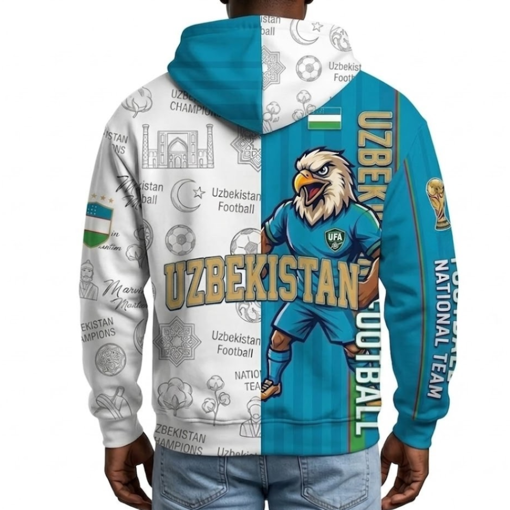 FIFA 2026 Uzbekistan Football Themed All Over Printed Hoodie