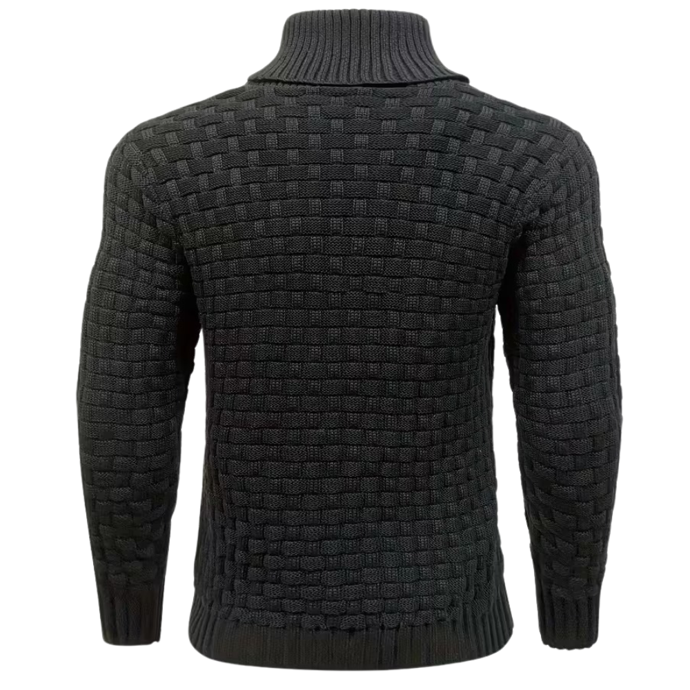 Casual Waffle Knit Lapel Button Sweater For Men