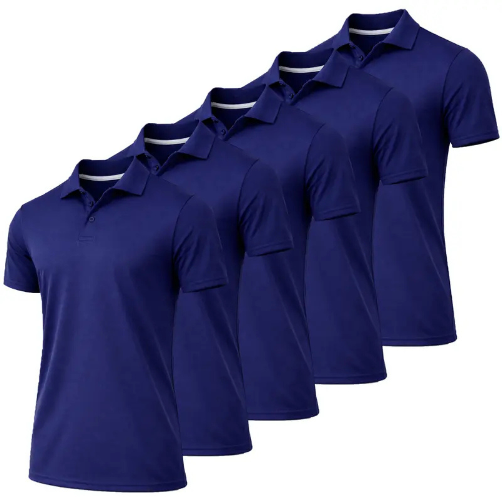 Pack Of 5 Moisture Wicking Polo Collar Shirts