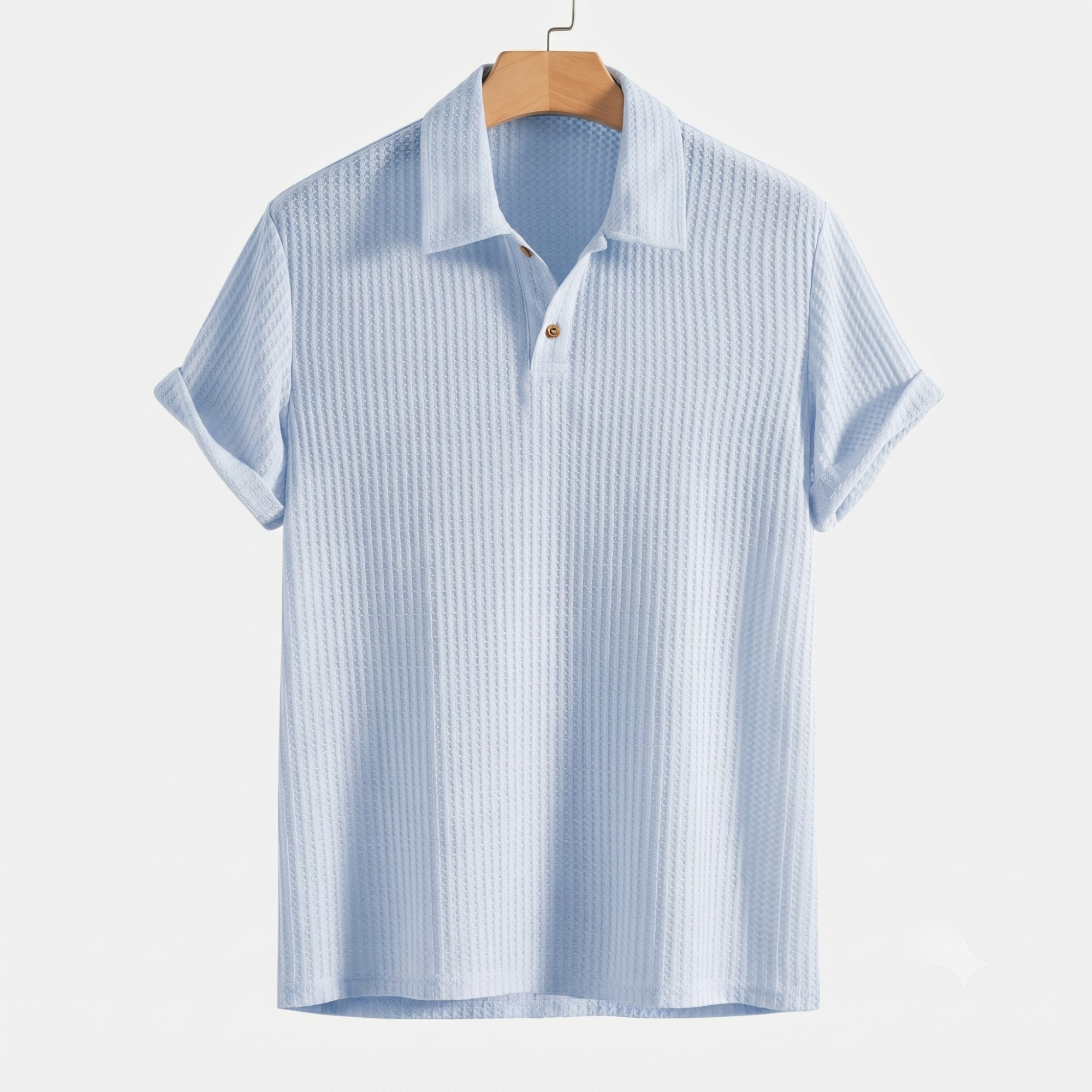 Plain Jacquard Knit Polo Shirt Regular Fit