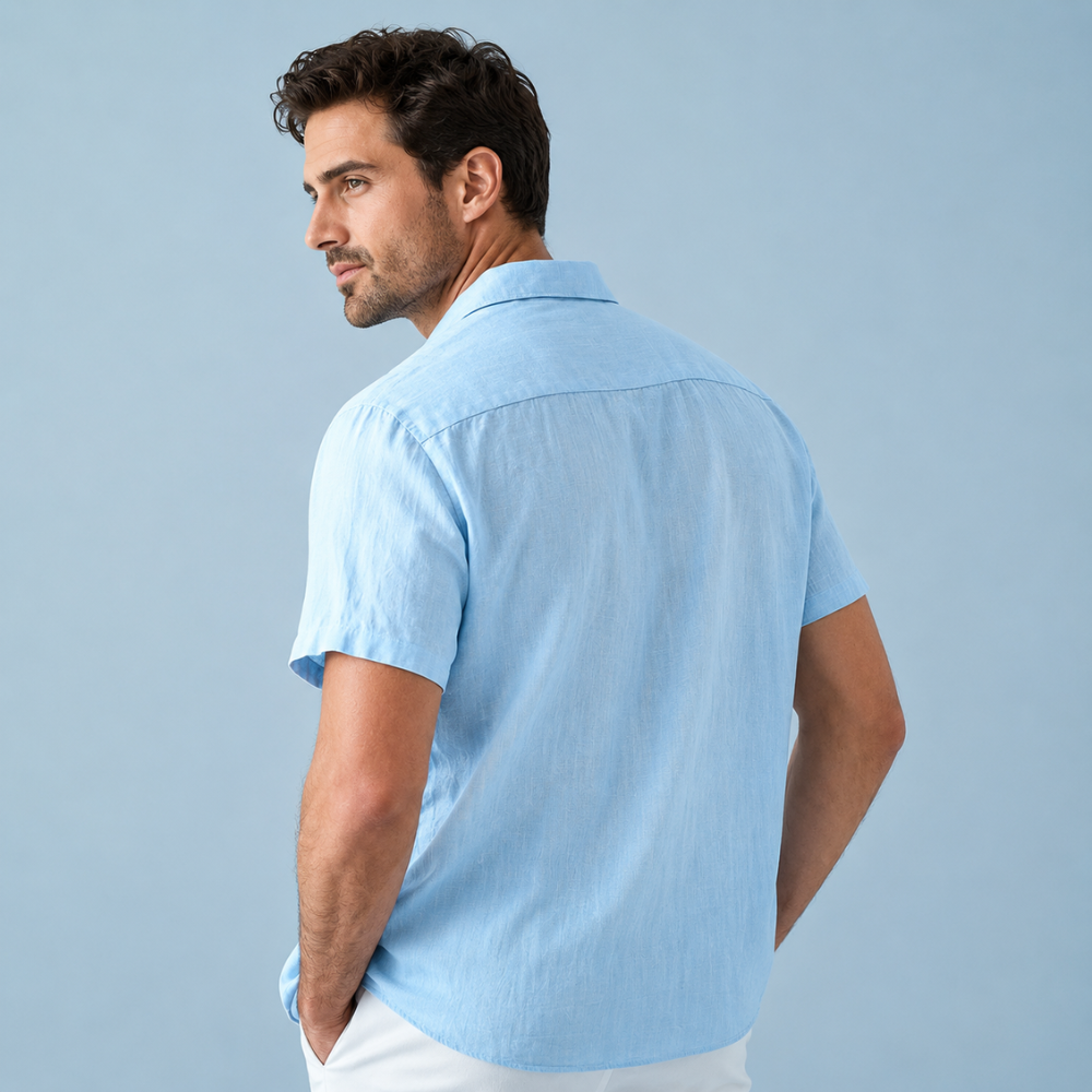 Solid Color Short Sleeve Casual Beach Shirt For Men