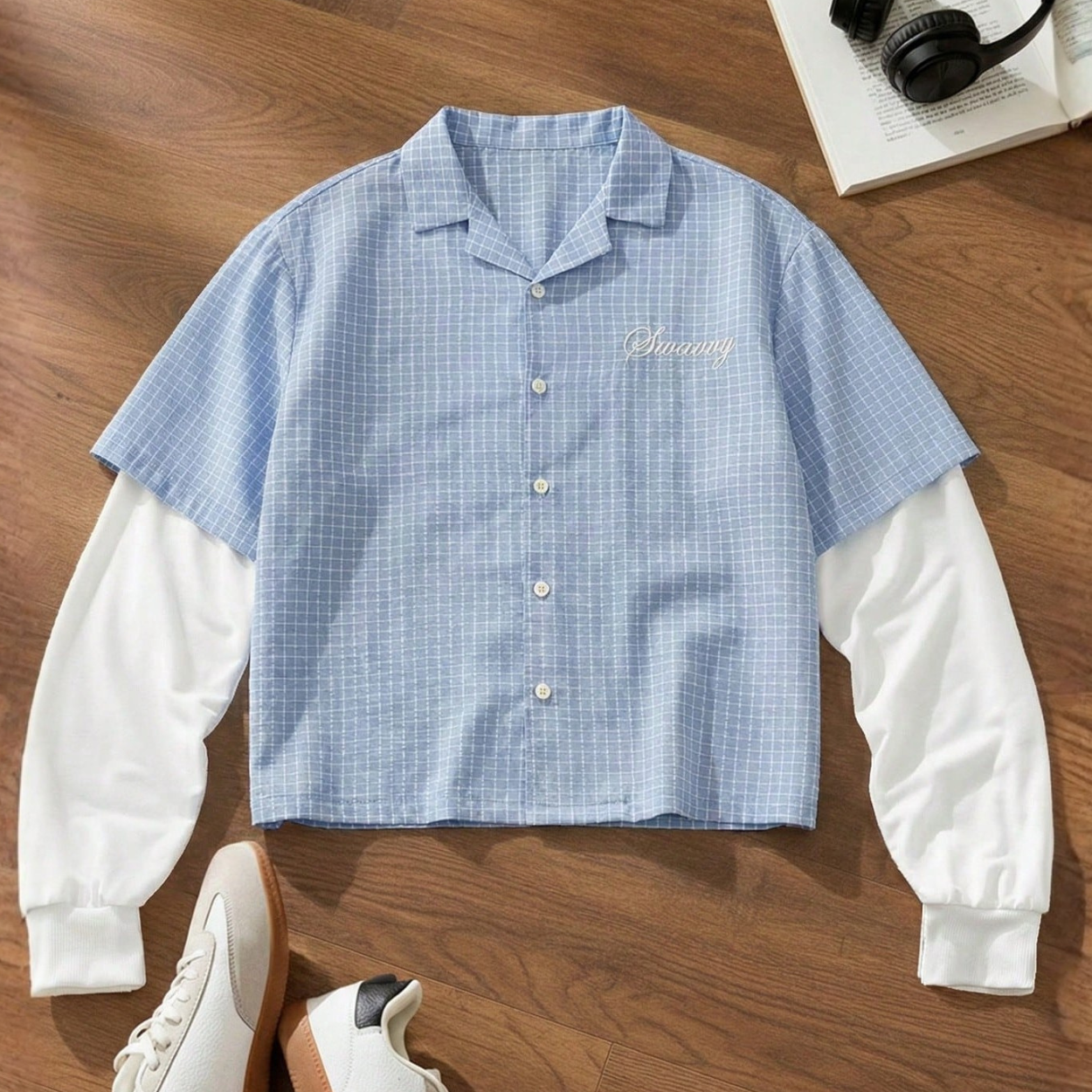 Casual Plaid Patchwork Button Up Shirt For Men