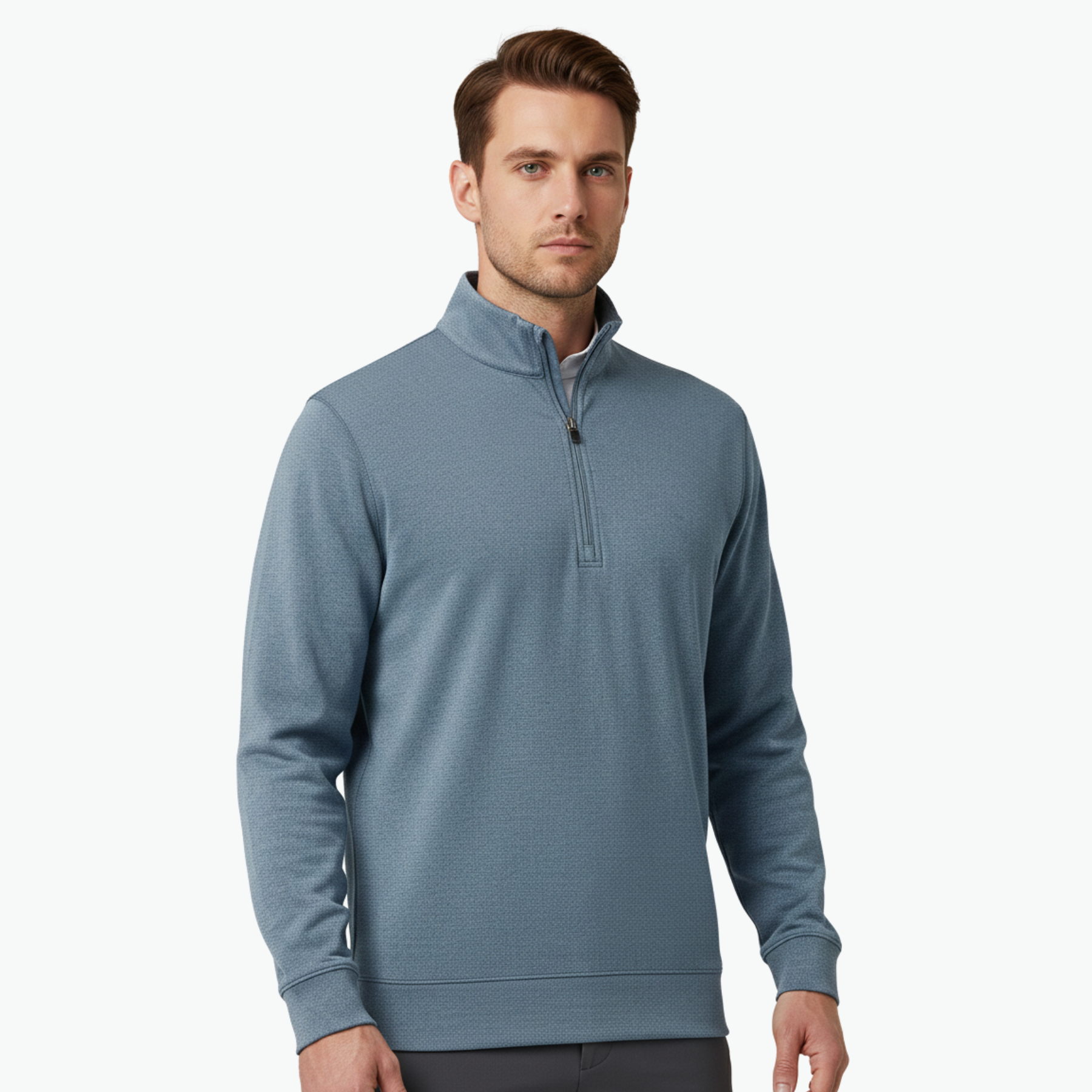 Quarter Zip Melange Pullover For Men