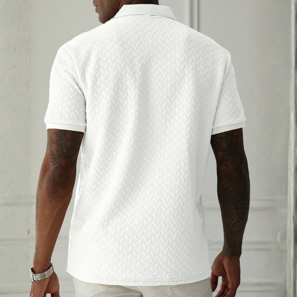 Textured Short Sleeve Polo Shirt For Men