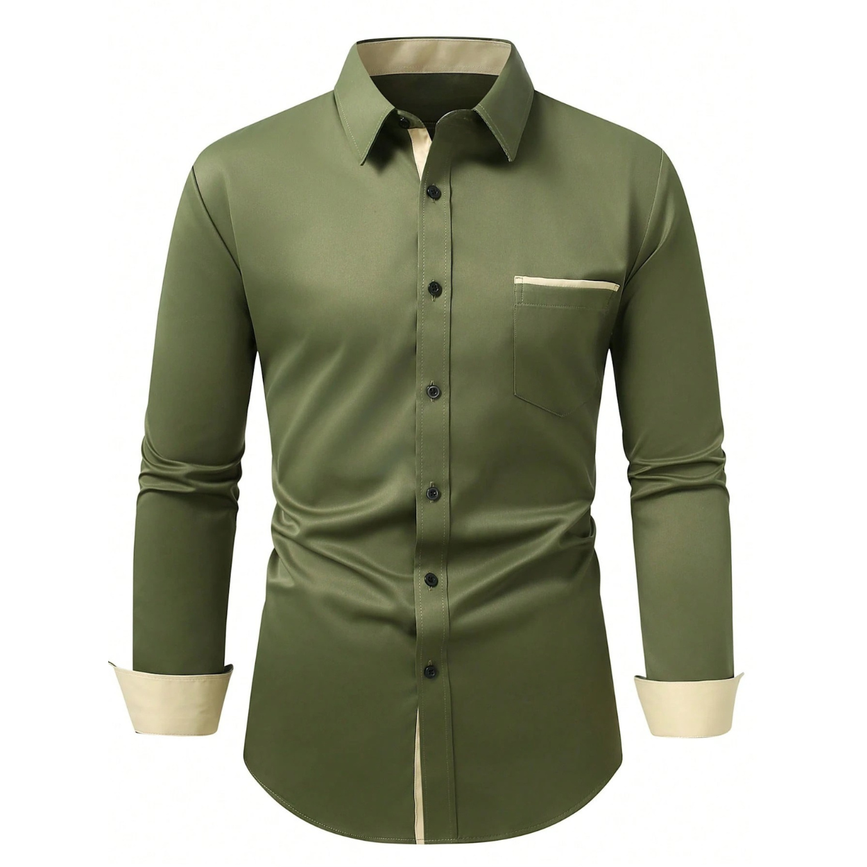 Long Sleeve Casual Formal Shirt With Contrast Design For Men
